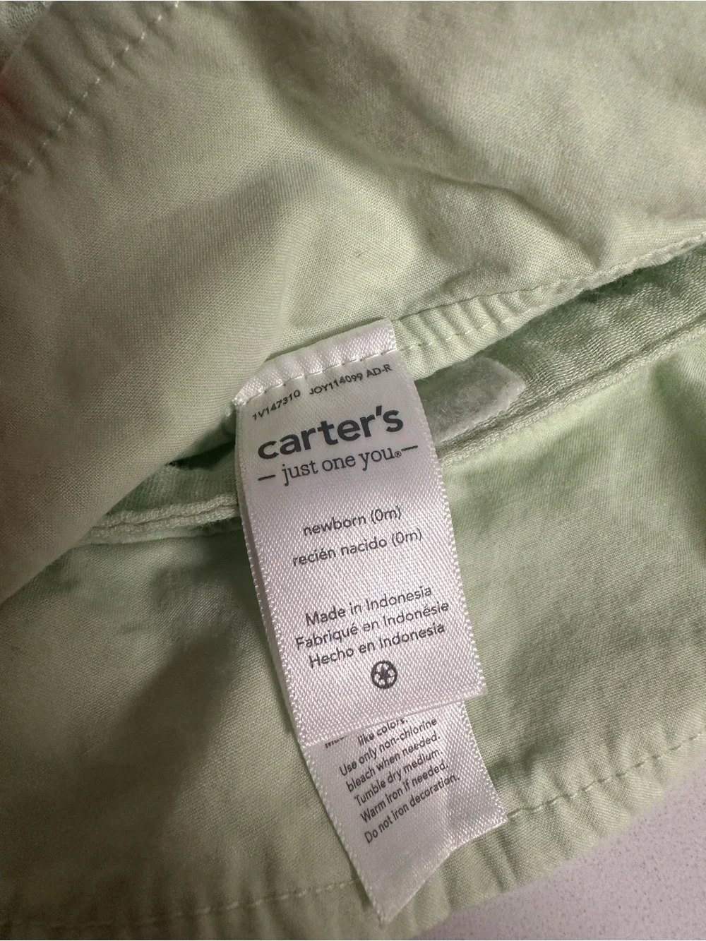 Carter's Mint Green Newborn Bucket Hat with White Flower Print